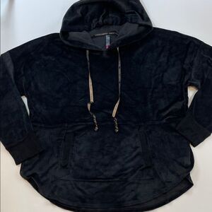 Vince Camuto Black Velour Hoodie Pullover Sweatshirt Women’s Sz M/XL